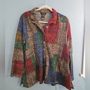 Ali Miles Colorful Patchwork Button-Up Jacket